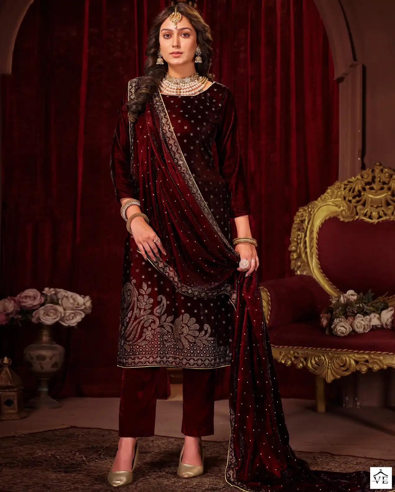 Bipson Swarovski 2282 Pure Viscos Velvet Wholesale Designer Winter Wear Salwar Suit Catalog — Wholesale Salwar Suits, MPA wholesale from Surat — view 1