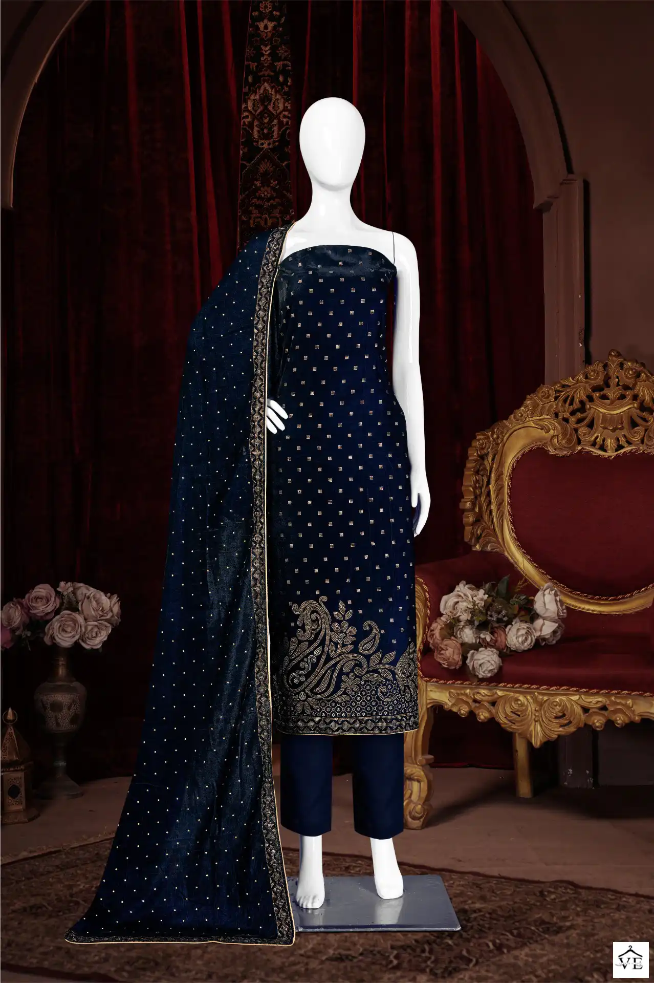 Bipson Swarovski 2282 Pure Viscos Velvet Wholesale Designer Winter Wear Salwar Suit Catalog — Wholesale Salwar Suits, MPA wholesale from Surat - Gallery Image 2
