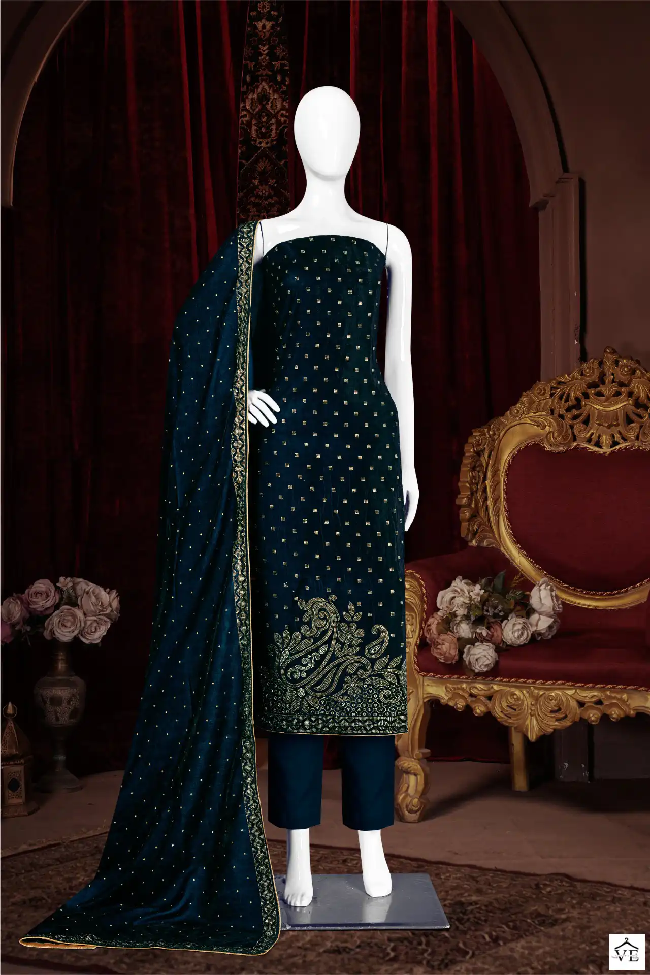 Bipson Swarovski 2282 Pure Viscos Velvet Wholesale Designer Winter Wear Salwar Suit Catalog — Wholesale Salwar Suits, MPA wholesale from Surat - Gallery Image 3