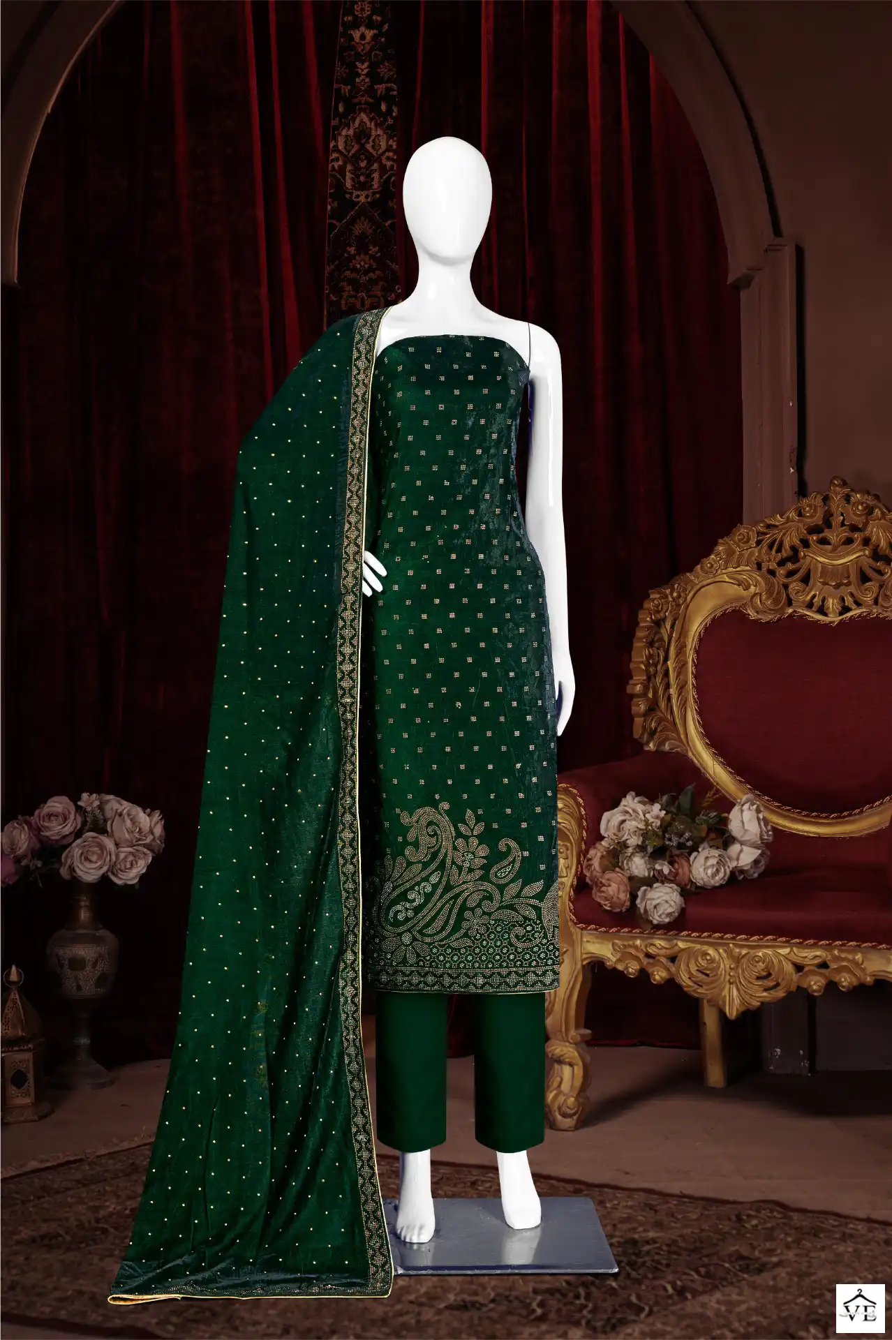 Bipson Swarovski 2282 Pure Viscos Velvet Wholesale Designer Winter Wear Salwar Suit Catalog — Wholesale Salwar Suits, MPA wholesale from Surat - Gallery Image 4