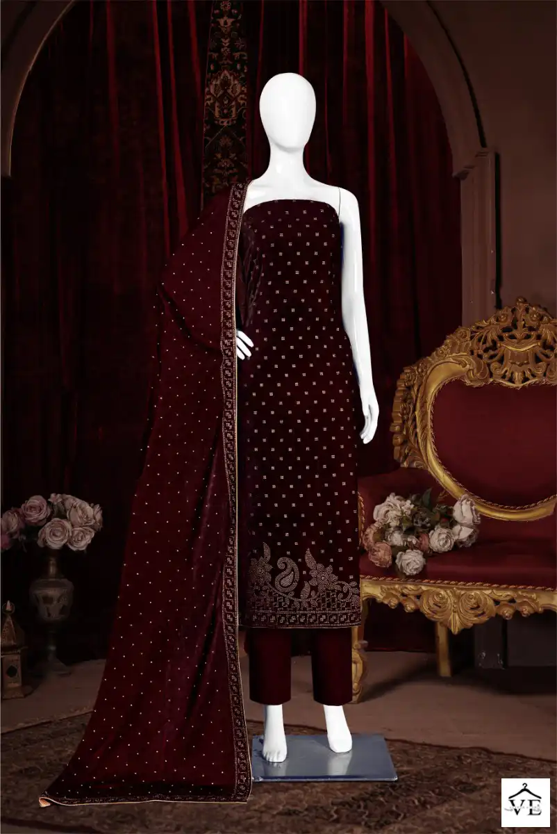 Bipson Swarovski 2284 Pure Viscose Velvet Wholesale Designer Winter Wear Salwar Suit Catalog — Wholesale Salwar Suits, MPA wholesale from Surat - Gallery Image 4