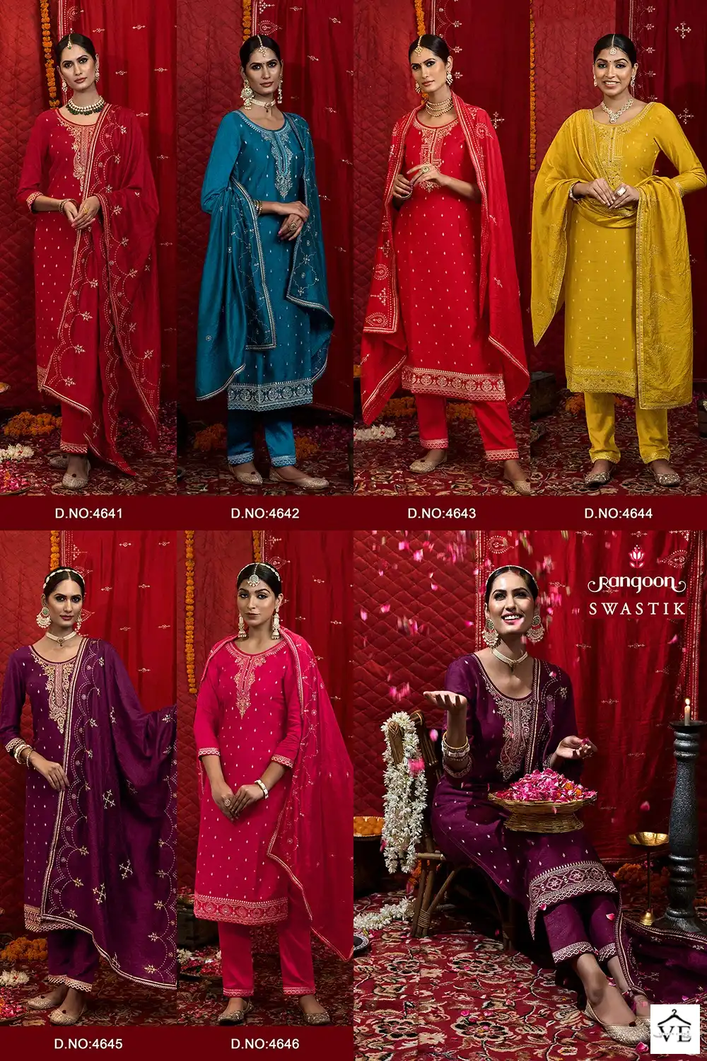 Rangoon Swastik Viscose Jacquard Wholesale Readymade Suits Catalog — Wholesale Salwar Suits, Rangoon wholesale from Surat — view 7