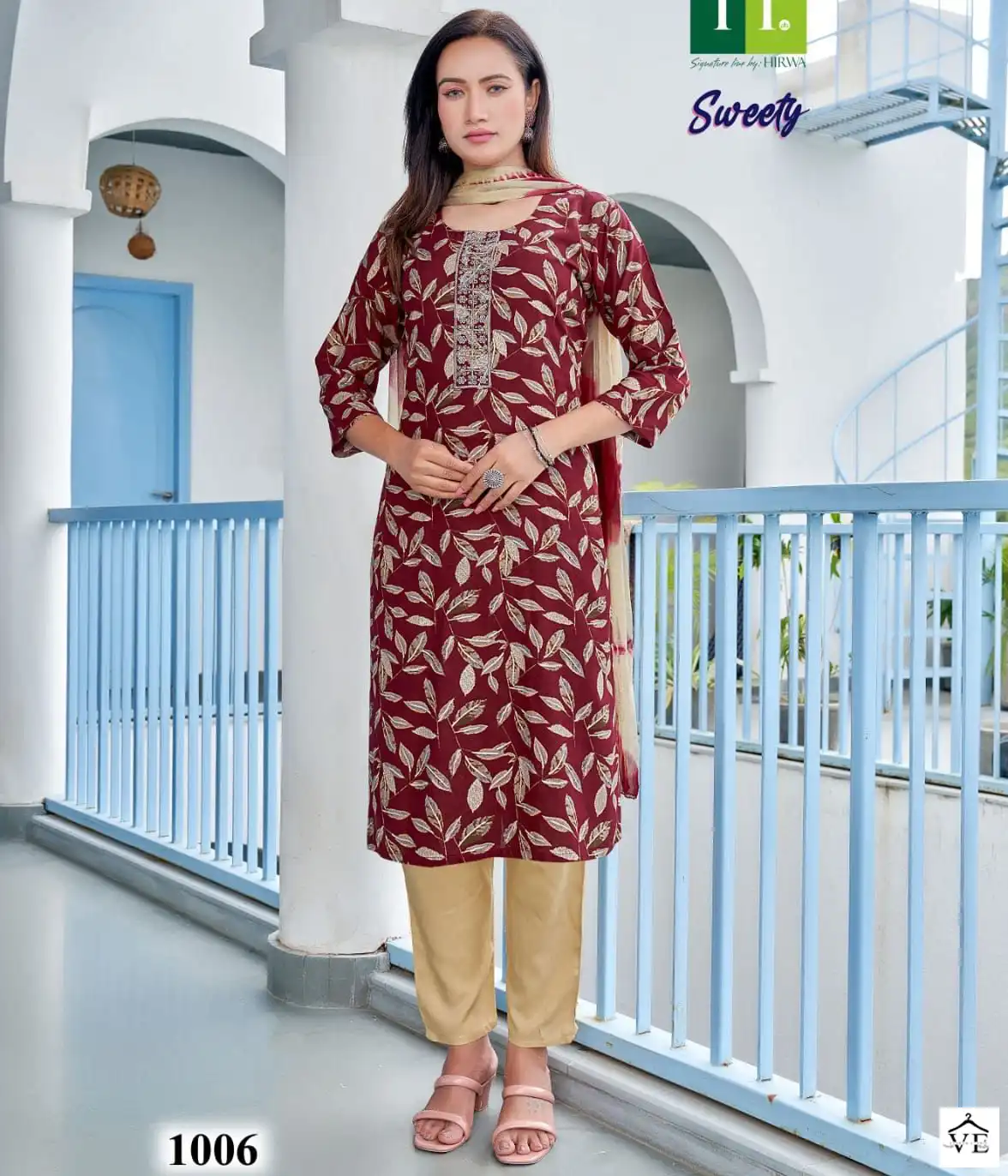 Hirwa Sweety Rayon Wholesale Readymade Salwar Suit Catalog — Wholesale Salwar Suits, MPA wholesale from Surat — view 1