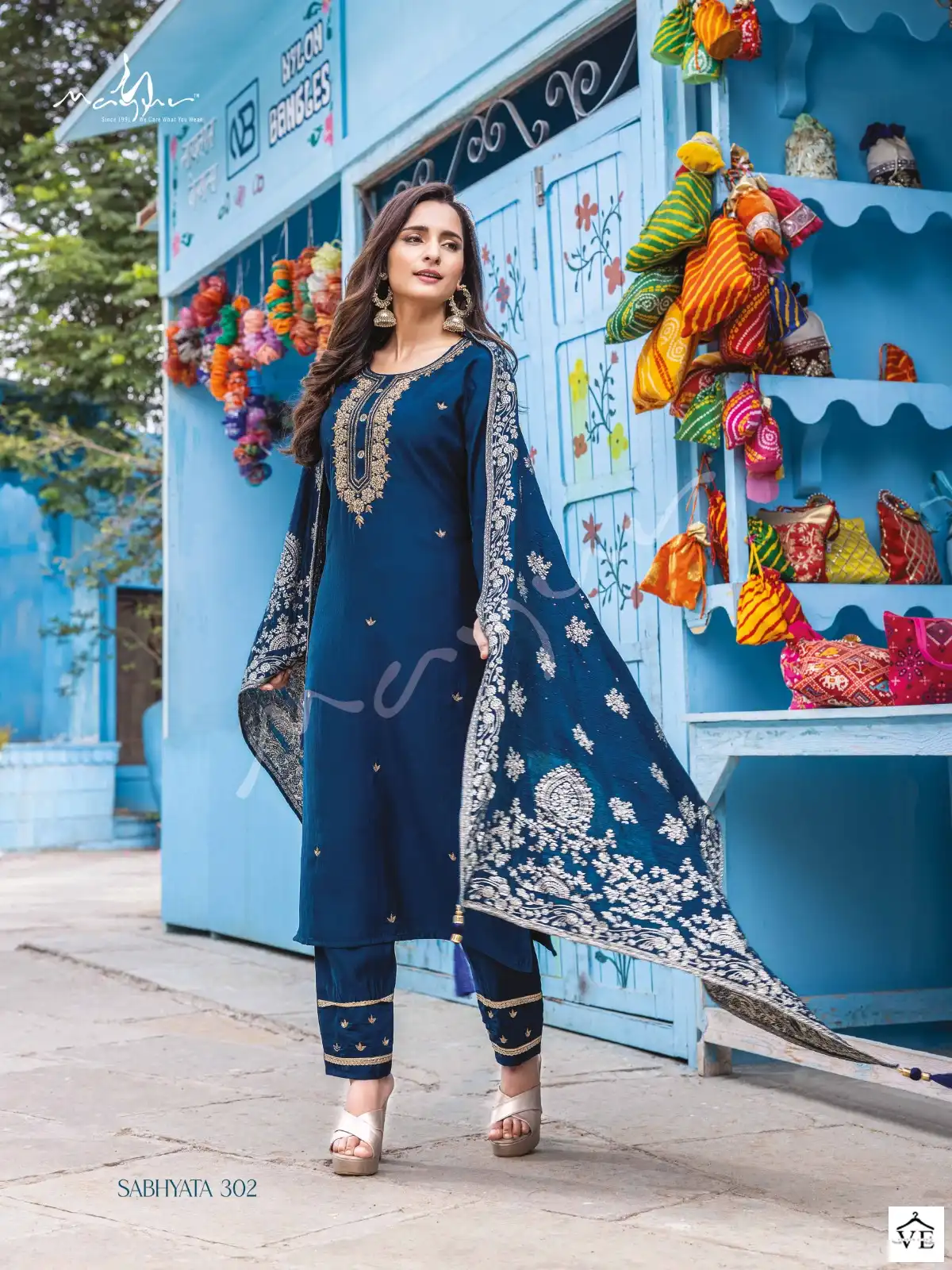 Mayur Sabhyata Vol 3 Viscous Roman Silk Wholesale Designer Readymade Salwar Suit Catalog — Wholesale Salwar Suits, Mayur Dress wholesale from Surat - Gallery Image 5