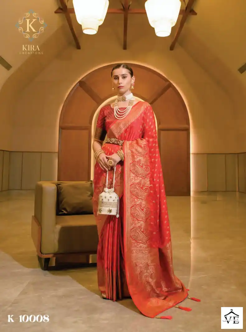Kira Scarlet Viscose Satin Wholesale Saree Catalog — Wholesale Sarees, MPA wholesale from Surat - Gallery Image 6