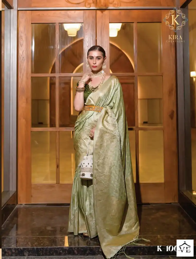 Kira Scarlet Viscose Satin Wholesale Saree Catalog — Wholesale Sarees, MPA wholesale from Surat - Gallery Image 8