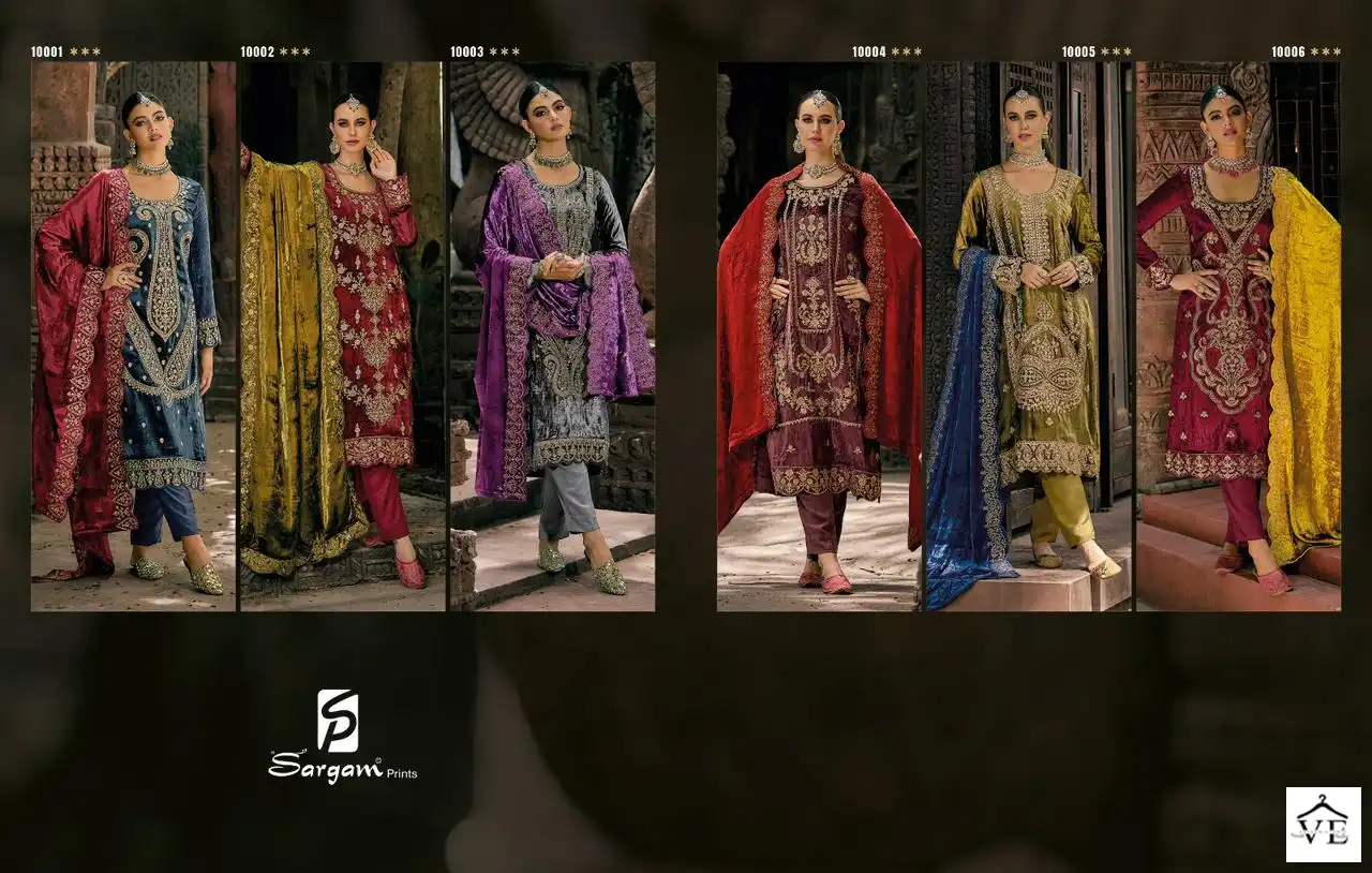 Sargam Shazar Pure Viscose Velvet Wholesale Designer Winter Wear Salwar Suit Catalog — Wholesale Salwar Suits, MPA wholesale from Surat — view 9