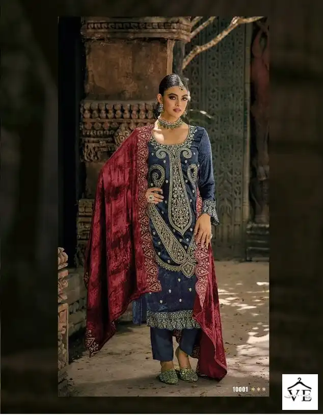 Sargam Shazar Pure Viscose Velvet Wholesale Designer Winter Wear Salwar Suit Catalog — Wholesale Salwar Suits, MPA wholesale from Surat - Gallery Image 7