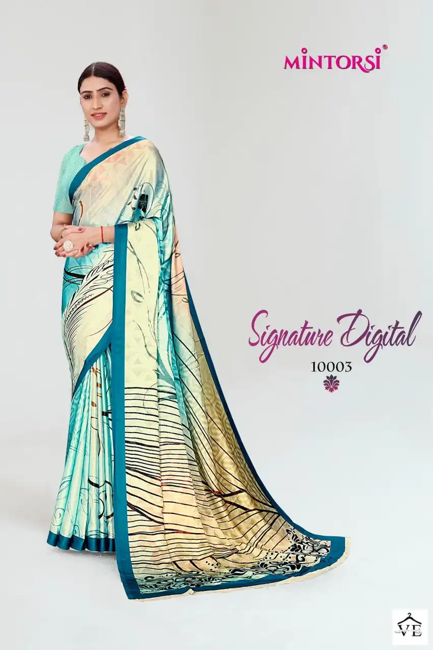 Mintorsi Signature Digital Japan Satin Wholesale Fancy Sarees Catalog — Wholesale Sarees, MPA wholesale from Surat - Gallery Image 4