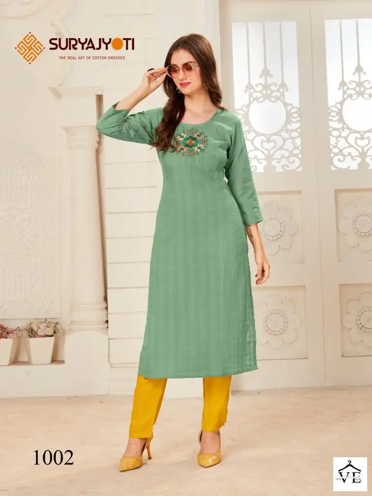 Suryajyoti Nirja Quicker Vol 1 Rayon Wholesale Fancy Kurtis Catalog — Wholesale Kurtis, MPA wholesale from Surat - Gallery Image 3