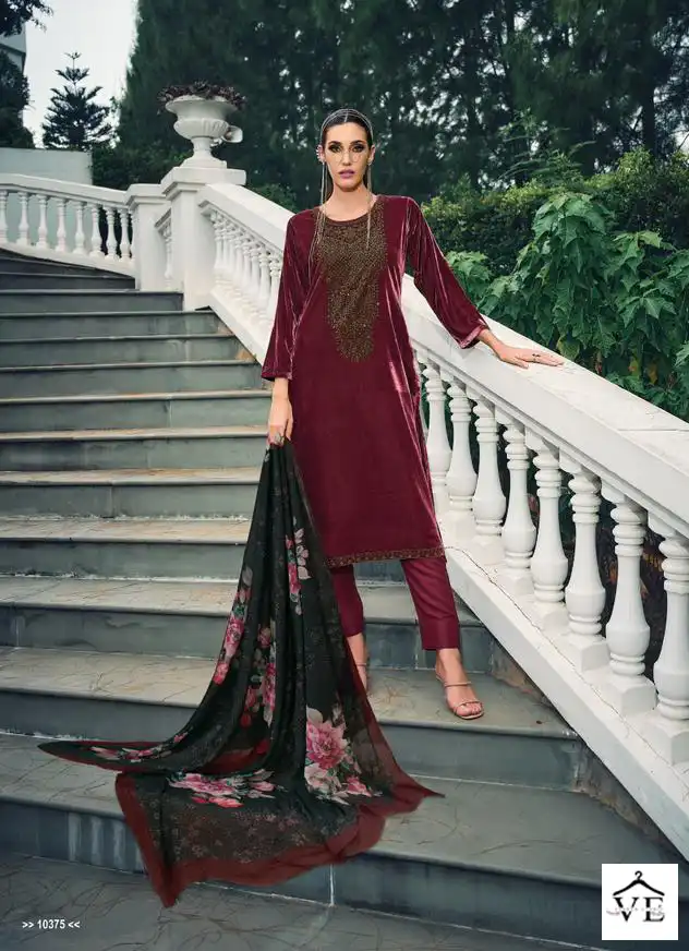 Ibiza Swarovski Vol 6 Viscose Velvet Wholesale Designer Winter Salwar Suit Catalog — Wholesale Salwar Suits, MPA wholesale from Surat - Gallery Image 2