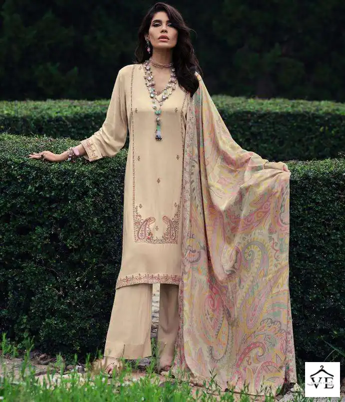 Varsha Tahseen Pashmina Wholesale Fancy Embroidery Work Winter Wear Salwar Suit Catalog — Wholesale Salwar Suits, Varsha wholesale from Surat — view 1