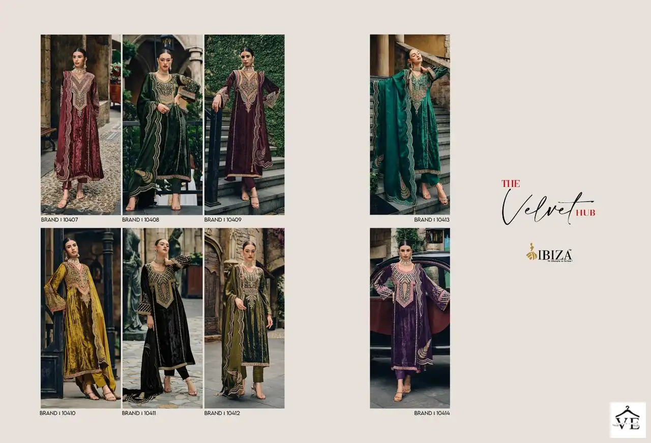 Ibiza The Velvet Hub Viscose Velvet Wholesale Designer Winter Salwar Suit Catalog — Wholesale Salwar Suits, MPA wholesale from Surat — view 10