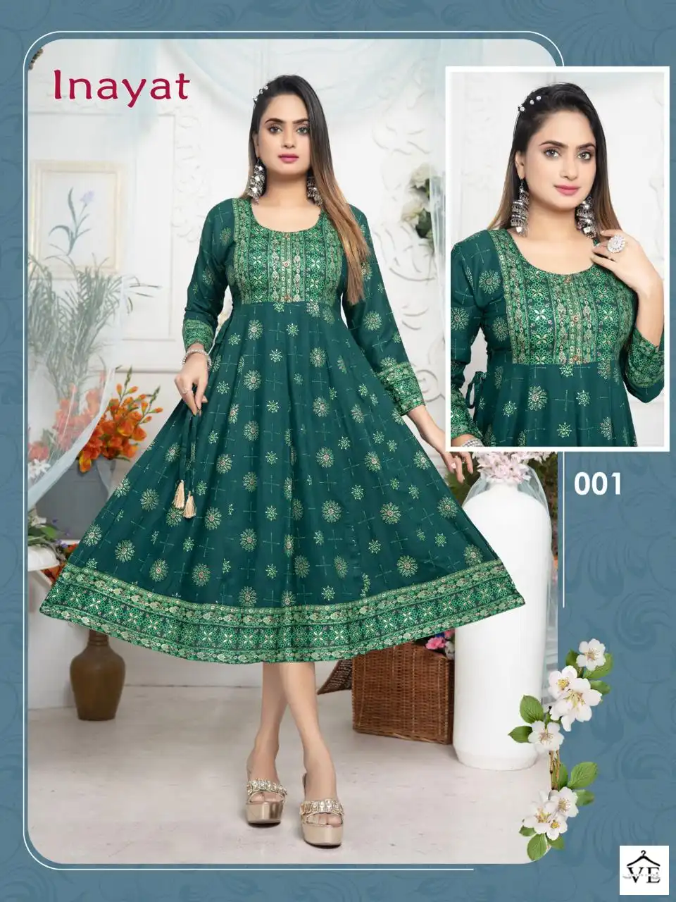 Vardan Ethnic Trendy Inayat Rayon Plain Wholesale Anarkali Long Kurtis Catalog — Wholesale Kurtis, MPA wholesale from Surat — view 2