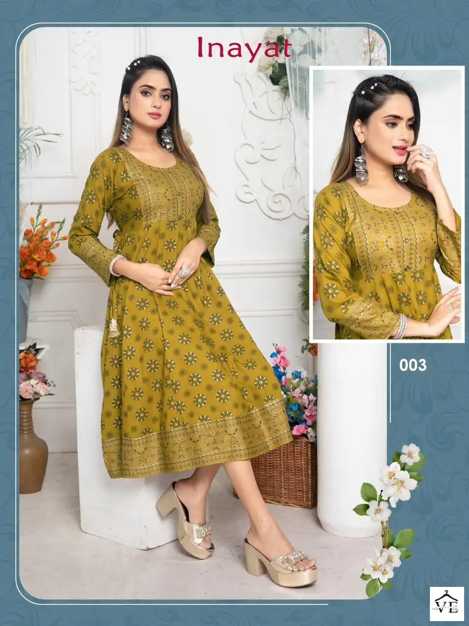 Vardan Ethnic Trendy Inayat Rayon Plain Wholesale Anarkali Long Kurtis Catalog — Wholesale Kurtis, MPA wholesale from Surat — view 4