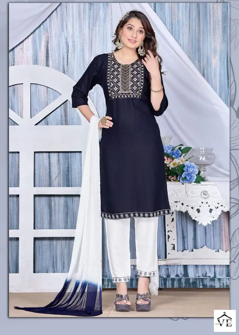 Vardan Ethnic Trendy Smart Girls Rayon Wholesale Readymade Salwar Suit Catalog — Wholesale Salwar Suits, MPA wholesale from Surat - Gallery Image 3