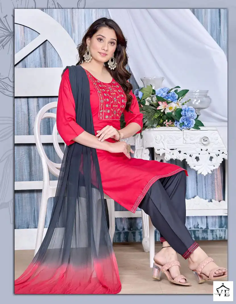 Vardan Ethnic Trendy Smart Girls Rayon Wholesale Readymade Salwar Suit Catalog — Wholesale Salwar Suits, MPA wholesale from Surat - Gallery Image 7