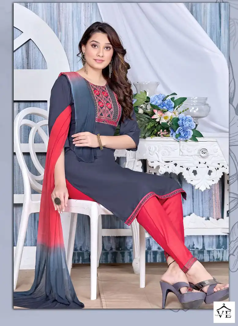Vardan Ethnic Trendy Smart Girls Rayon Wholesale Readymade Salwar Suit Catalog — Wholesale Salwar Suits, MPA wholesale from Surat - Gallery Image 8