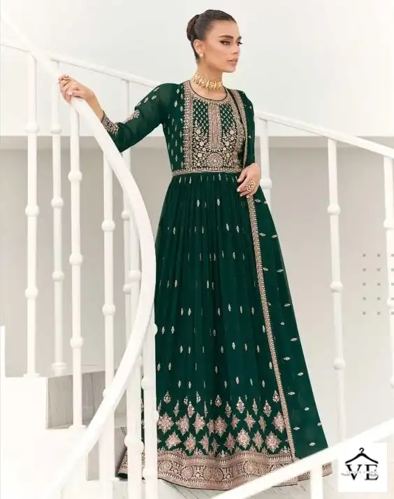 Aashirwad Taara Real Georgette Wholesale Designer Long Gown With Dupatta Catalog — Wholesale Kurtis, Aashirwad Creation wholesale from Surat — view 1