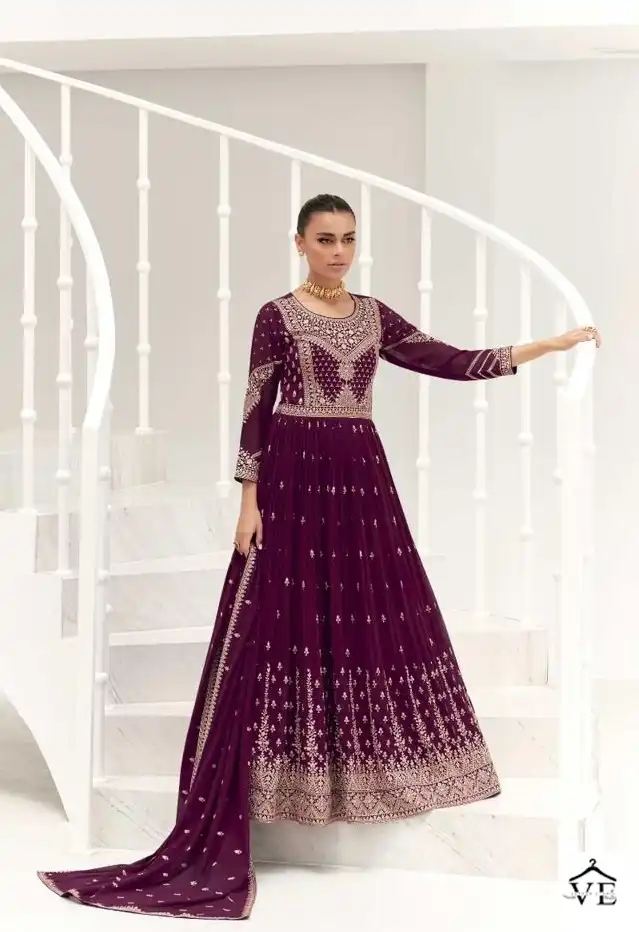 Aashirwad Taara Real Georgette Wholesale Designer Long Gown With Dupatta Catalog — Wholesale Kurtis, Aashirwad Creation wholesale from Surat — view 2