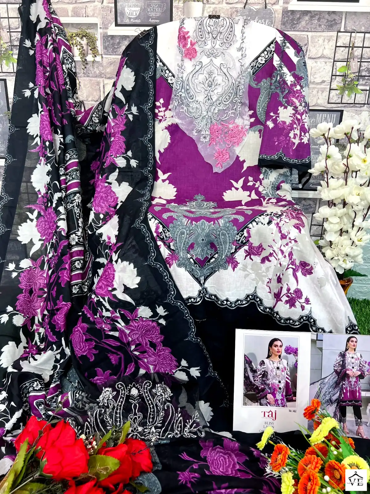Taj Creations 402 Pure Cotton Wholesale Pakistani Suit — Wholesale Salwar Suits, MPA wholesale from Surat — view 2