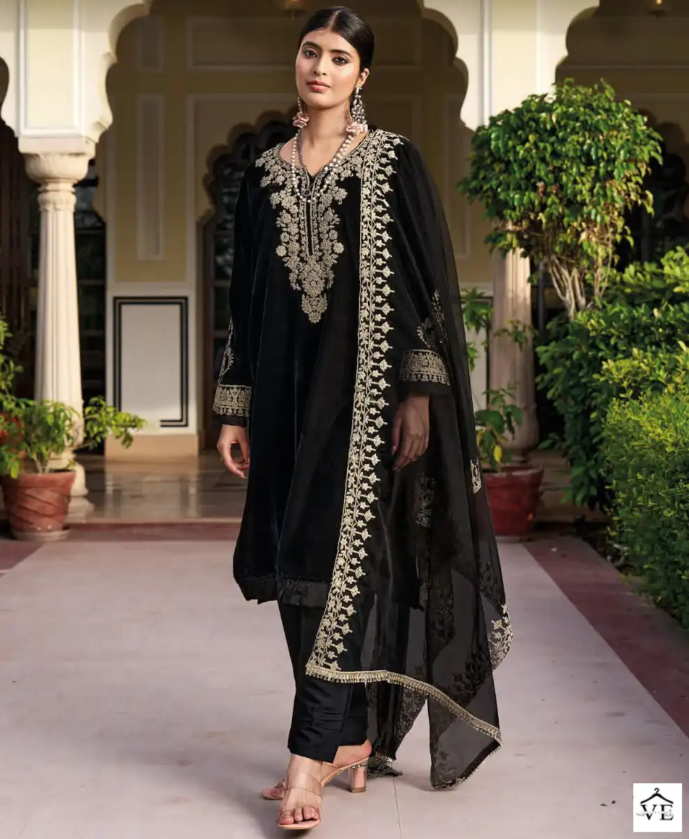 Shree Fabs V 1168 Velvet Wholesale Readymade Winter Wear Salwar Suit Catalog — Wholesale Salwar Suits, Shree Fabs wholesale from Surat — view 1