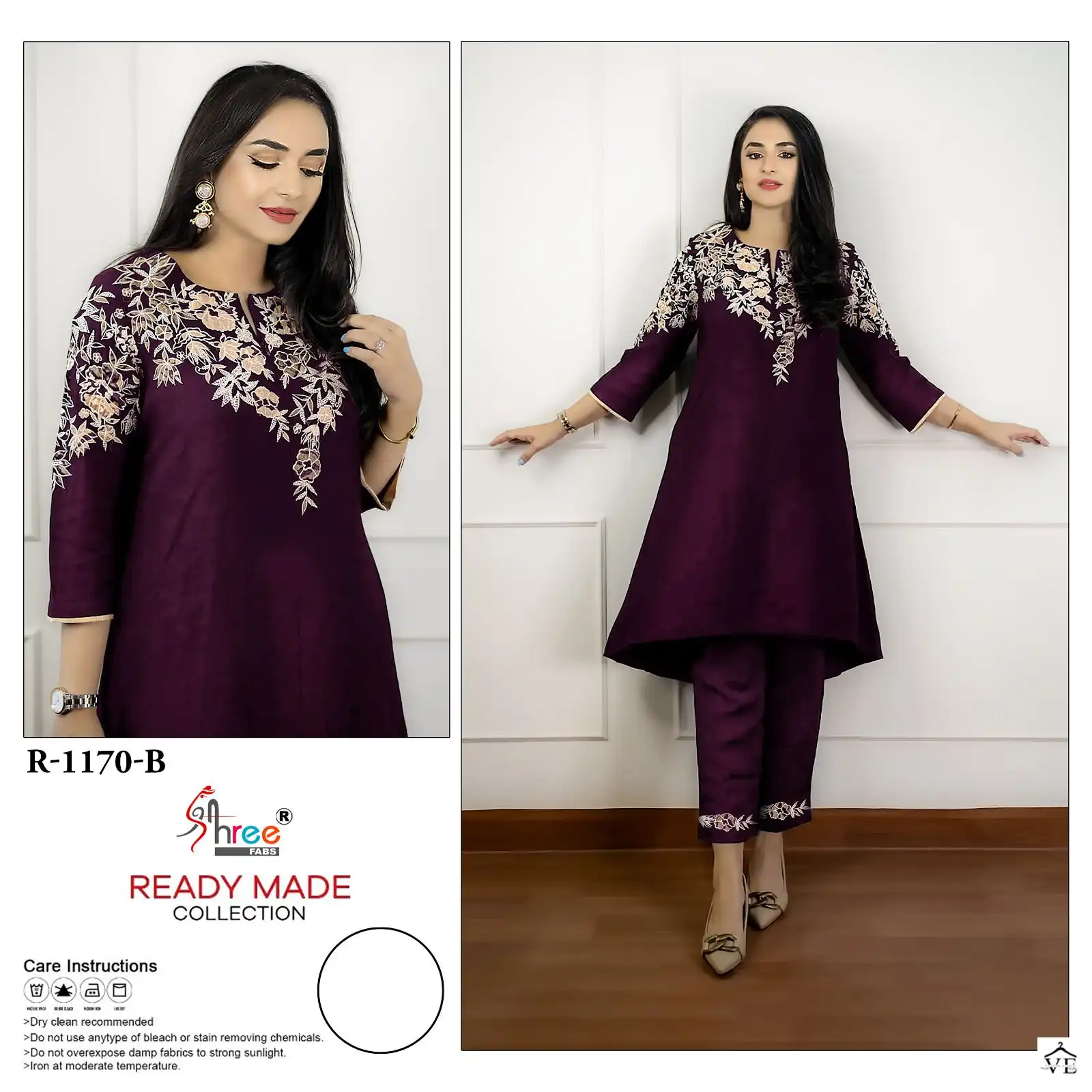 Shree Fabs V 1170 9000 Velvet Wholesale Readymade Pakistani Winter Kurti With Pant Catalog — Wholesale Kurtis, Shree Fabs wholesale from Surat - Gallery Image 2