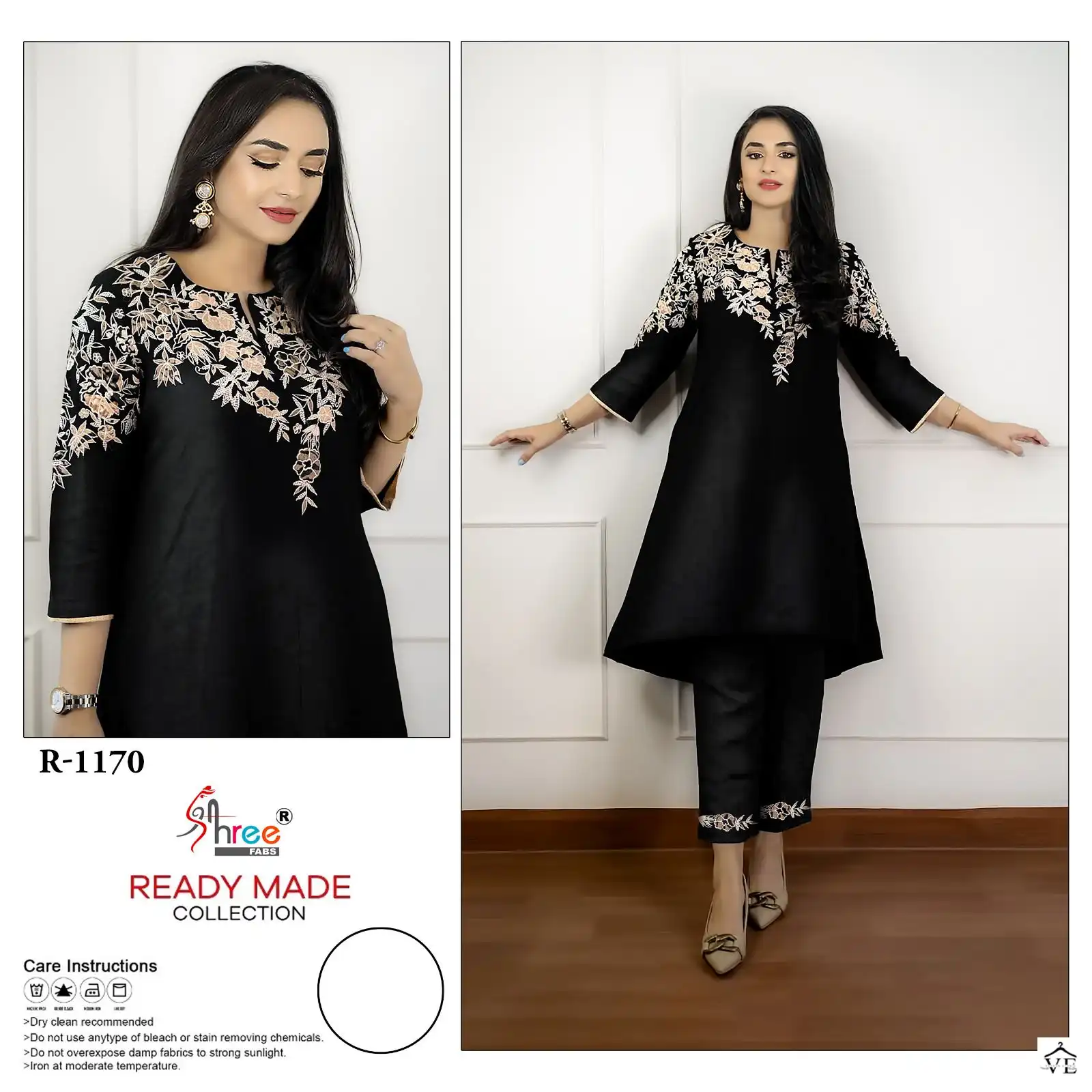 Shree Fabs V 1170 9000 Velvet Wholesale Readymade Pakistani Winter Kurti With Pant Catalog — Wholesale Kurtis, Shree Fabs wholesale from Surat - Gallery Image 3
