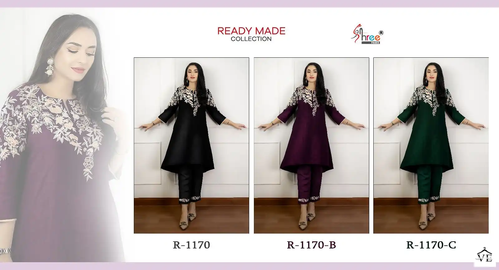 Shree Fabs V 1170 9000 Velvet Wholesale Readymade Pakistani Winter Kurti With Pant Catalog — Wholesale Kurtis, Shree Fabs wholesale from Surat — view 4
