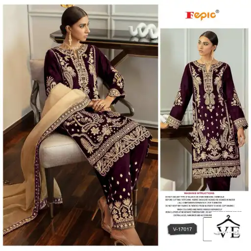 Fepic V 17017 Velvet Wholesale Designer Winter Wear Pakistani Salwar Suit Catalog — Wholesale Salwar Suits, MPA wholesale from Surat - Gallery Image 6