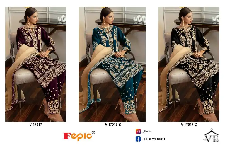 Fepic V 17017 Velvet  Wholesale Designer Winter Wear Pakistani Salwar Suit Catalog — Wholesale Salwar Suits, MPA wholesale from Surat — view 7