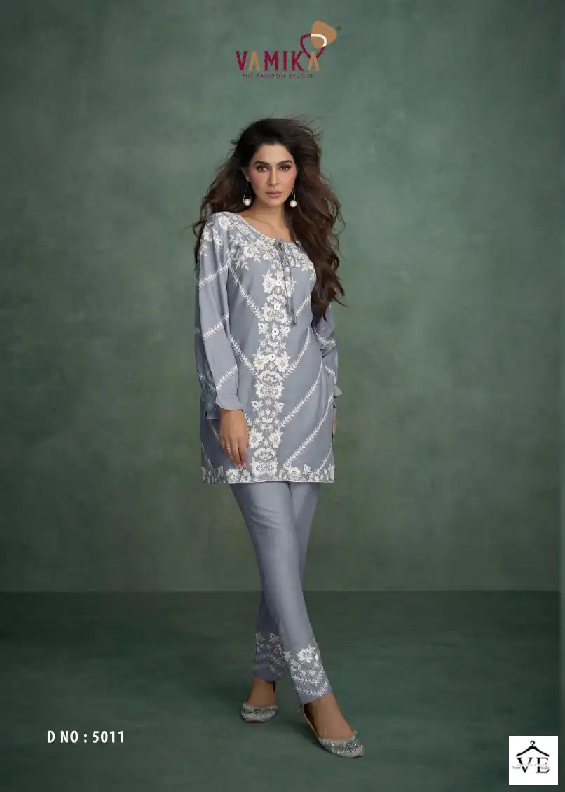 Vamika Veera Vol 2 Heavy Rayon Wholesale Designer Kurti With Pant Catalog — Wholesale Kurtis, MPA wholesale from Surat - Gallery Image 7