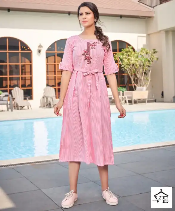 Vitara Fashion Venila Felina Cotton Wholesale Designer Long Kurtis Catalog — Wholesale Kurtis, MPA wholesale from Surat — view 1
