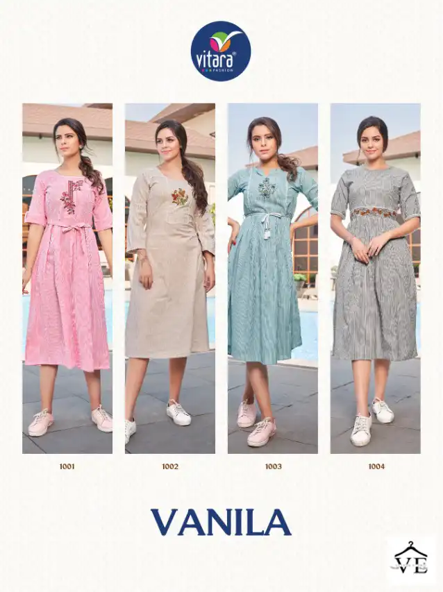 Vitara Fashion Venila Felina Cotton Wholesale Designer Long Kurtis Catalog — Wholesale Kurtis, MPA wholesale from Surat — view 5