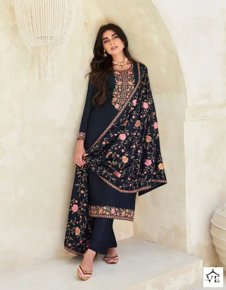 Aashirwad Verona Silk Wholesale Heavy Embroidery Designer Salwar Suit Catalog — Wholesale Salwar Suits, Aashirwad Creation wholesale from Surat - Gallery Image 4