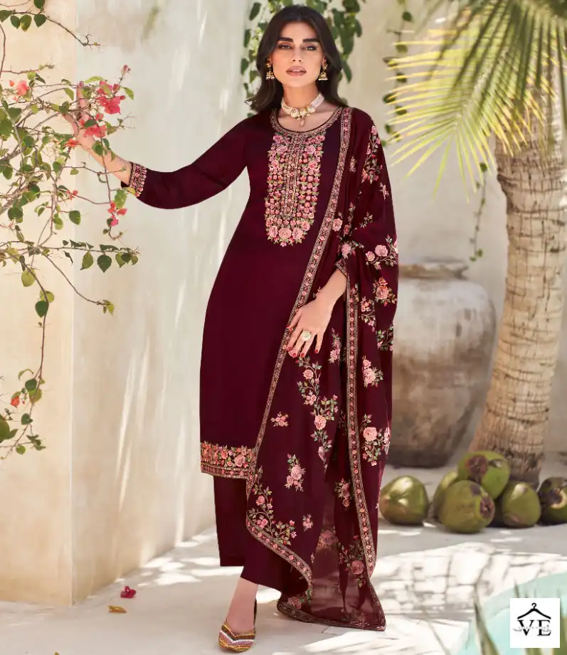 Aashirwad Verona Silk Wholesale Heavy Embroidery Designer Salwar Suit Catalog — Wholesale Salwar Suits, Aashirwad Creation wholesale from Surat — view 1