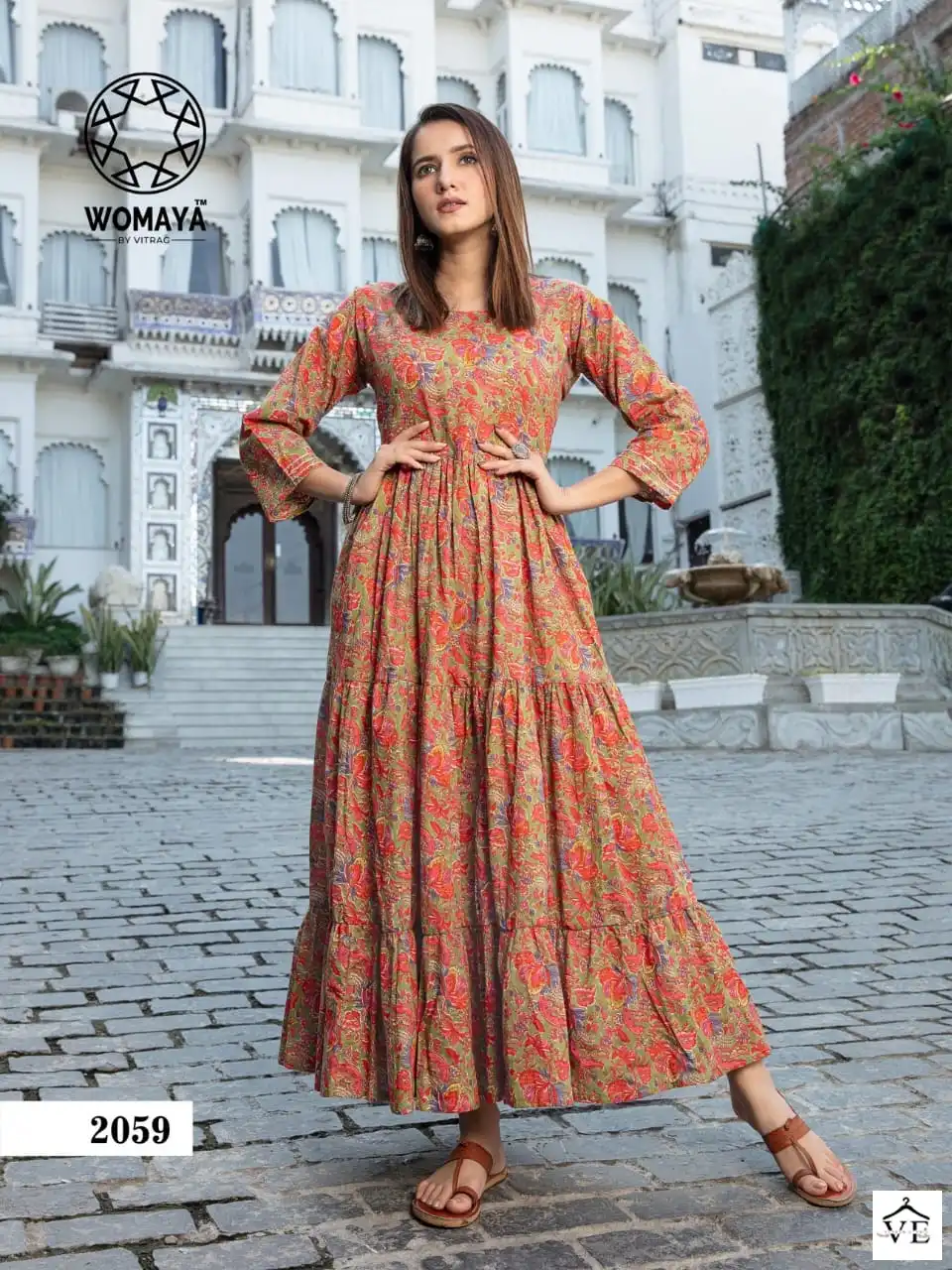 Womaya Vibrance Pure Cambric Cotton Wholesale Long Gowns Catalog — Wholesale Kurtis, MPA wholesale from Surat - Gallery Image 7
