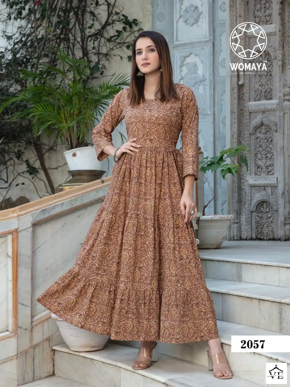 Womaya Vibrance Pure Cambric Cotton Wholesale Long Gowns Catalog — Wholesale Kurtis, MPA wholesale from Surat - Gallery Image 6