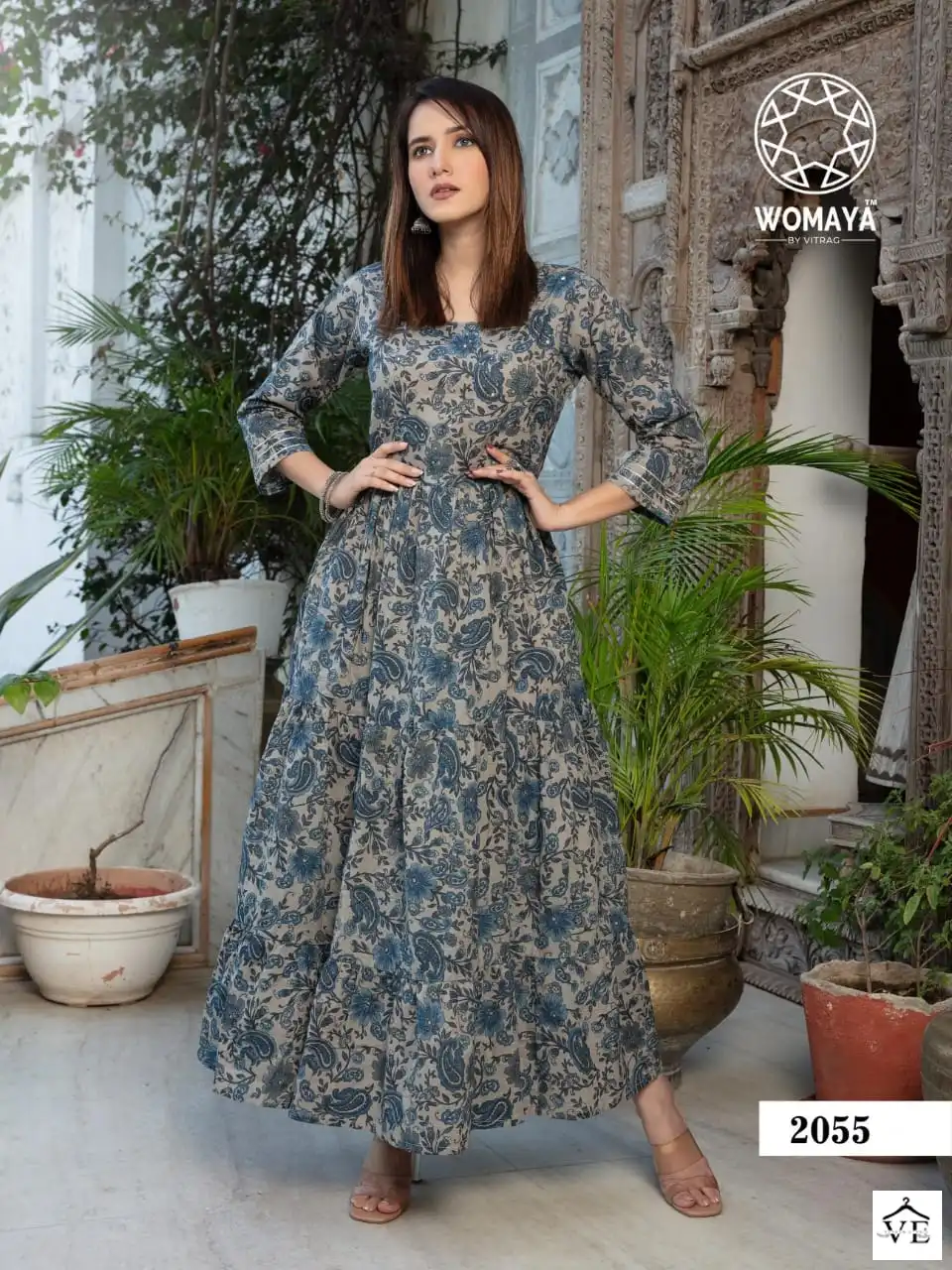 Womaya Vibrance Pure Cambric Cotton Wholesale Long Gowns Catalog — Wholesale Kurtis, MPA wholesale from Surat - Gallery Image 5
