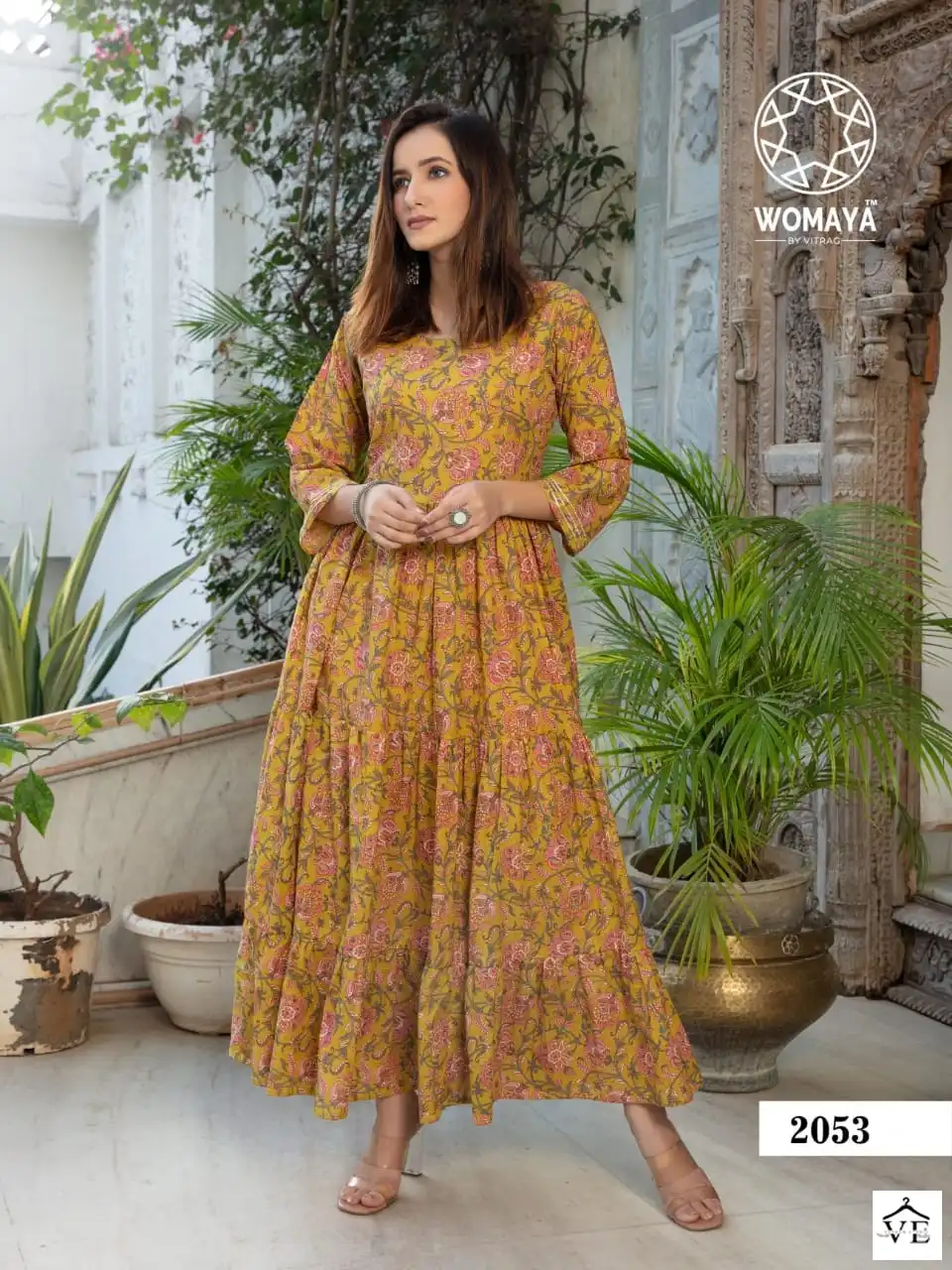 Womaya Vibrance Pure Cambric Cotton Wholesale Long Gowns Catalog — Wholesale Kurtis, MPA wholesale from Surat - Gallery Image 4