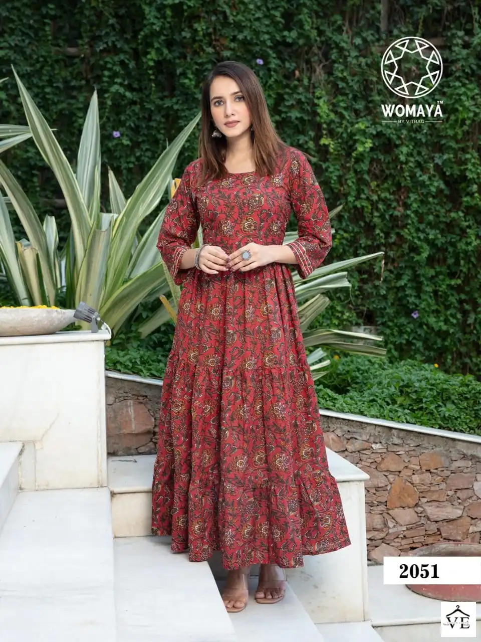 Womaya Vibrance Pure Cambric Cotton Wholesale Long Gowns Catalog — Wholesale Kurtis, MPA wholesale from Surat - Gallery Image 2
