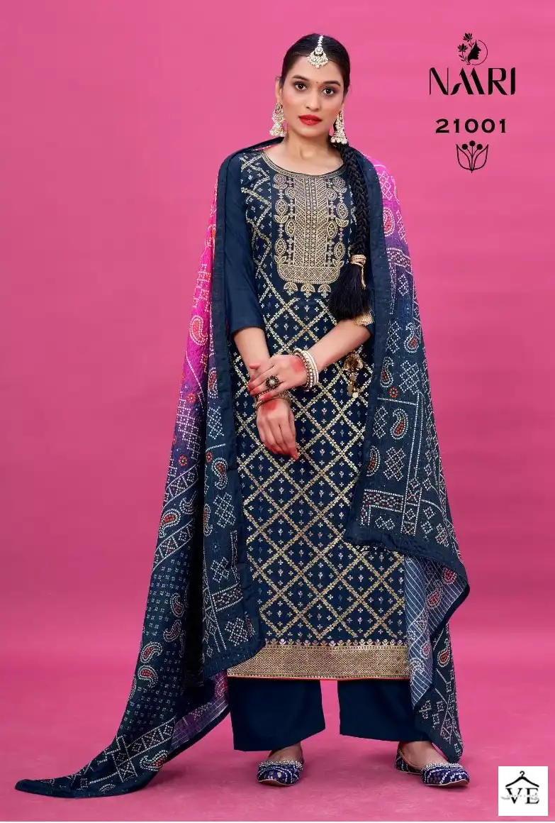 Naari Viha Muslin Jacard Wholesale Designer Salwar Suit Catalog — Wholesale Salwar Suits, MPA wholesale from Surat - Gallery Image 3
