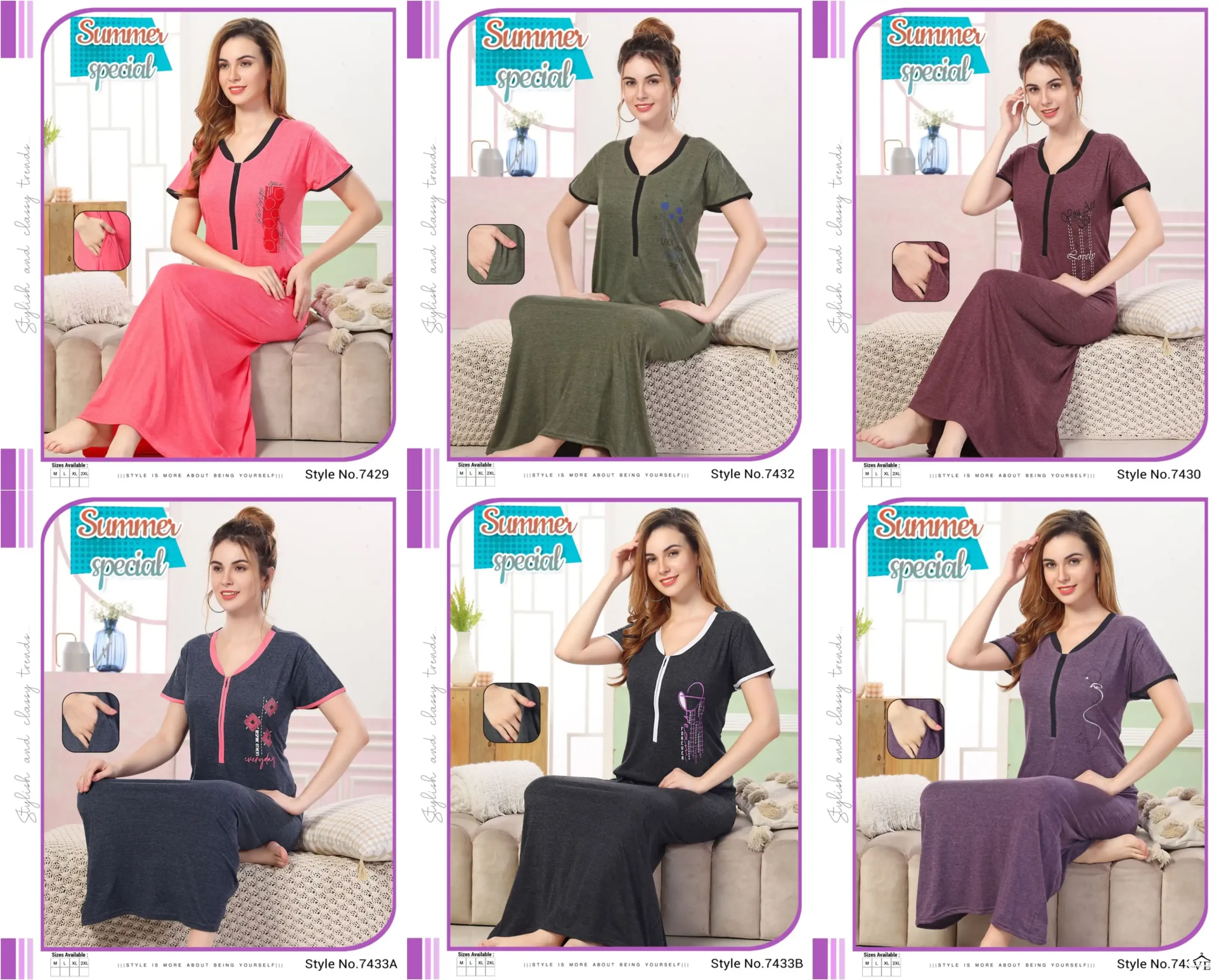 Summer Special Vol 495 Hosiery Cotton Wholesale Long Night Wear Gowns  Catalog — Wholesale Kurtis, MPA wholesale from Surat — view 7