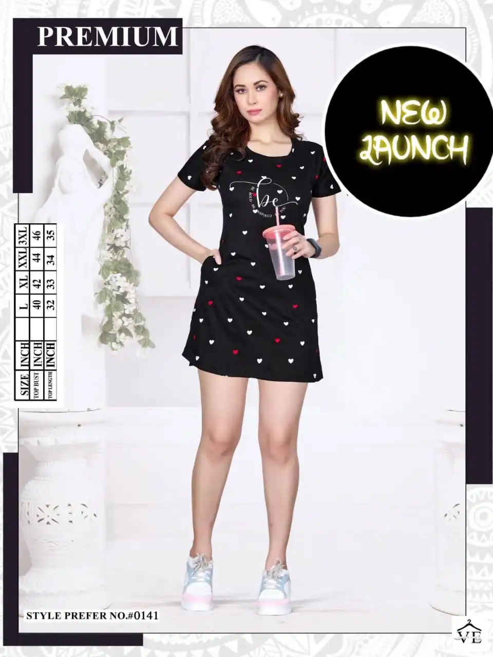 Vardan Ethnic Summer Special Vol A 141 Cotton Wholesale Long Night Wear T-Shirt Catalog — Wholesale, MPA wholesale from Surat — view 3