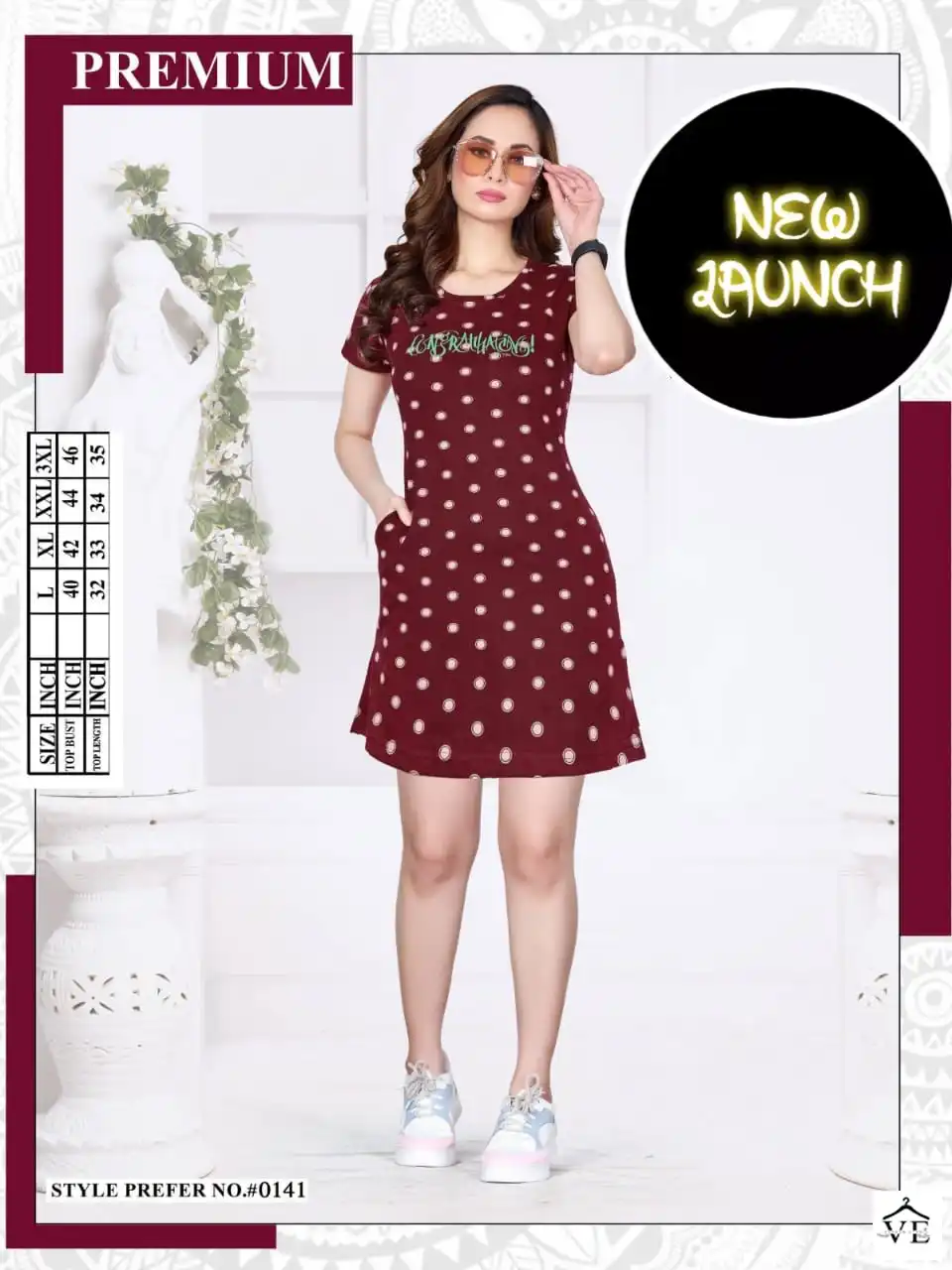 Vardan Ethnic Summer Special Vol A 141 Cotton Wholesale Long Night Wear T-Shirt Catalog — Wholesale, MPA wholesale from Surat — view 4