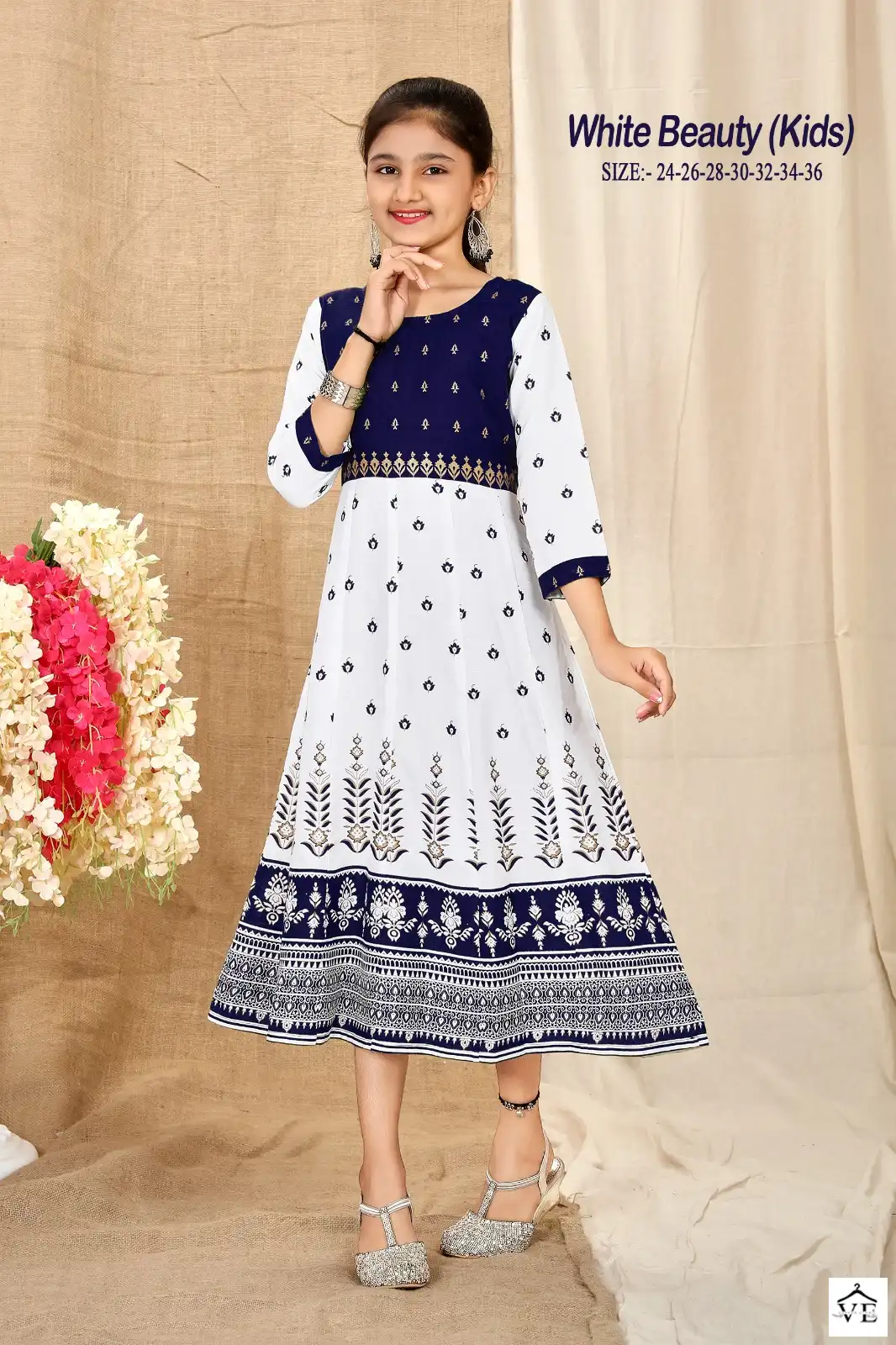 Mf White Beauty Kids Rayon Wholesale Fancy Children Wear Gown Kurtis Catalog — Wholesale Kurtis, MPA wholesale from Surat - Gallery Image 2