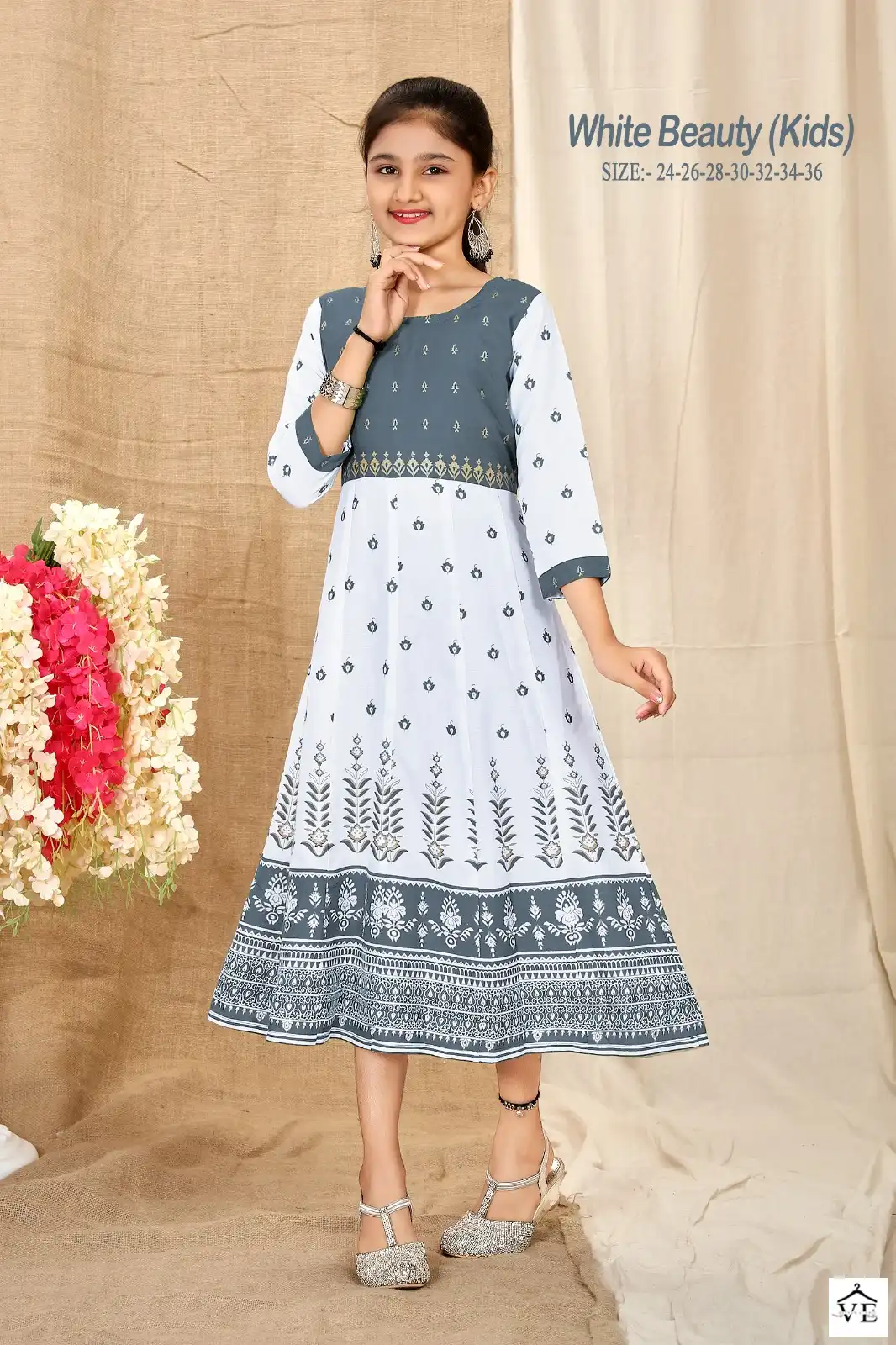 Mf White Beauty Kids Rayon Wholesale Fancy Children Wear Gown Kurtis Catalog — Wholesale Kurtis, MPA wholesale from Surat - Gallery Image 3