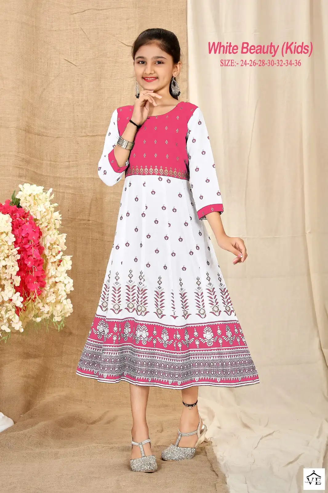 Mf White Beauty Kids Rayon Wholesale Fancy Children Wear Gown Kurtis Catalog — Wholesale Kurtis, MPA wholesale from Surat - Gallery Image 4