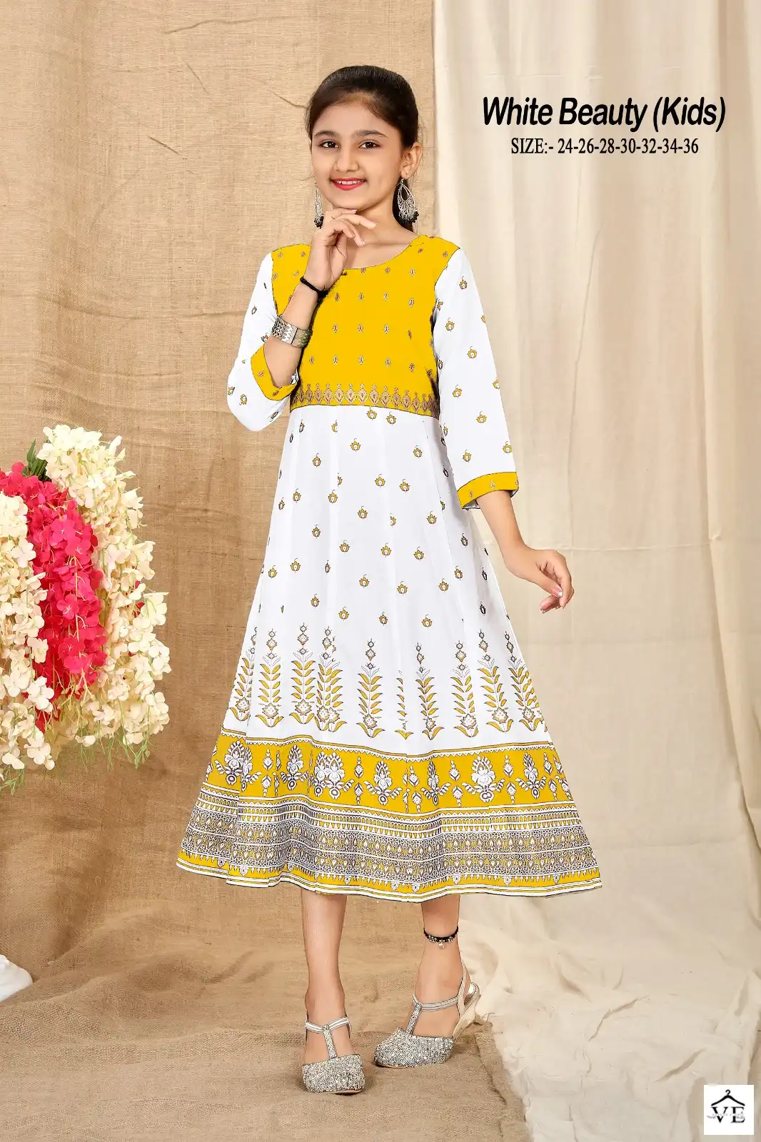 Mf White Beauty Kids Rayon Wholesale Fancy Children Wear Gown Kurtis Catalog — Wholesale Kurtis, MPA wholesale from Surat - Gallery Image 5