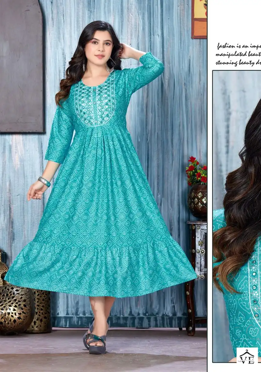 Vardan Ethnic You Are Especial Rayon 14 Kg Wholesale Long Kurtis Catalog — Wholesale Kurtis, MPA wholesale from Surat - Gallery Image 4